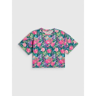 5. Girls' boxy T-shirt with print 4F 4FJRAW26TTSHF4243-90A