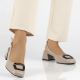 6. Leather pumps with block strap, beige, Filippo DP6183