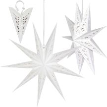 PAPER DECORATION STAR 45CM 9 ARMS WHITE