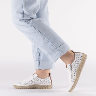 7. Women's leather openwork shoes white Rieker N2405-80