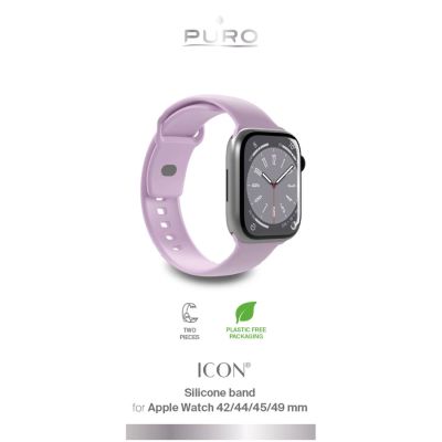 2. Puro Icon Silicone Strap for Apple Watch 42 / 44 / 45 / 49 mm - Lavender (2 pcs.)