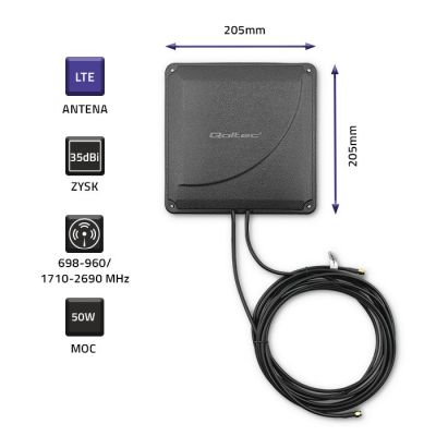 4. Qoltec Antenna 4G LTE DUAL MIMO booster 35dBi 50W 2xSMA male (57041)