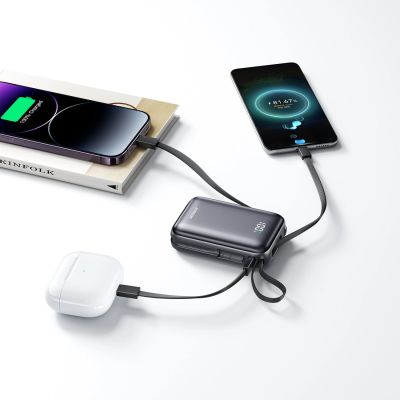 11. Joyroom JR-PBF29 20000mAh 22.5W Powerbank with Double Cable - Black