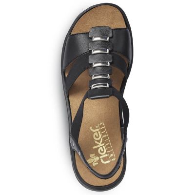 12. Black leather Roman sandals Rieker W 64580