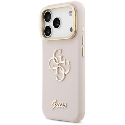 2. Guess Grained Big 4G & Stand Camera Case for iPhone 17 Pro - Pink