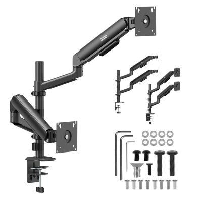 9. ERGO OFFICE MOUNT / HANGER FOR 2 MONITORS, GAS SPRING, 17"-32", 1-10KG, MATTE BLACK, ER-692 B