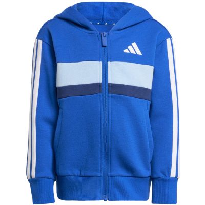 3. adidas Seasonal Essentials Tiberio 3-Stripes Fleece Tracksuit for Kids Blue JC7488