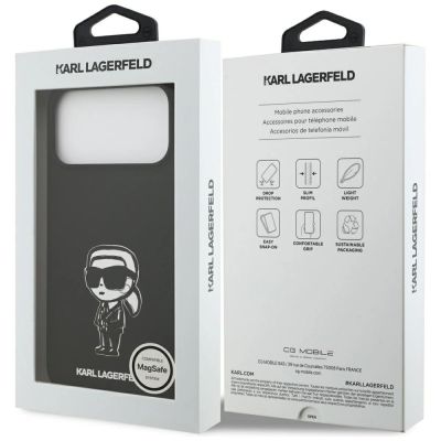 8. Karl Lagerfeld Silicone Karl Sketch & Logo MagSafe Case for iPhone 17 Pro Max - Black