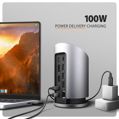 7. Axagon HMC-WL9 Wired USB 3.2 Gen 2 (3.1 Gen 2) Type-C Docking Station, Grey