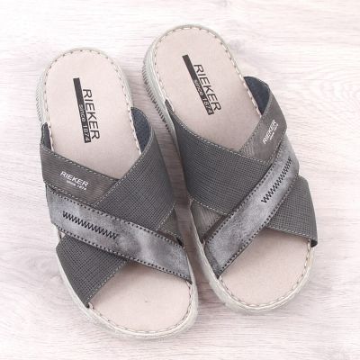 11. Rieker M RKR581 comfortable flip-flops, gray