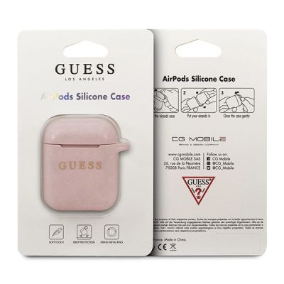 2. Guess GUACCSILGLLP AirPods cover light pink / pink Silicone Glitter