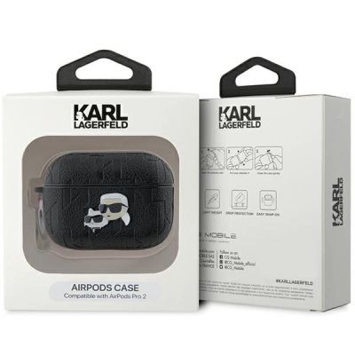 4. Karl Lagerfeld Monogram Karl & Choupette Head Case for AirPods Pro 2 - Black