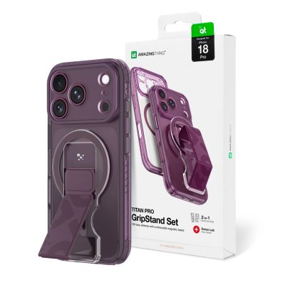 AmazingThing Titan Pro Lens Stand Set for iPhone 18 Pro with Magnetic Holder and Stand, Compatible with MagSafe - Purple