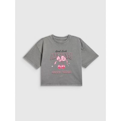 5. Girls' boxy T-shirt with print 4F 4FJRAW26TTSHF4239-22S
