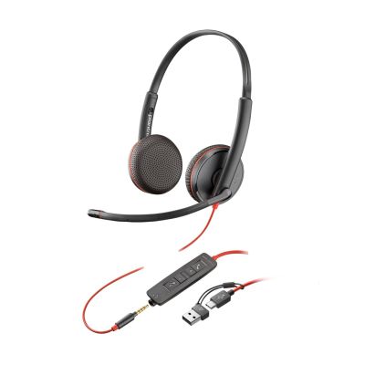 131. POLY Blackwire 3225 Stereo USB-C Headset + 3.5mm Plug + USB-C/A Adapter