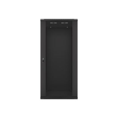 14. Lanberg WF01-6627-10B single-section cabinet (27U; 1300mm / 600mm / 600 mm; wall-mounted; Glass; 19''; black)