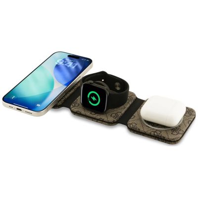 3. Guess 4G MagSafe 3-in-1 15W Wireless Charger - Brown
