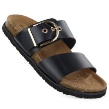 Women's black flip-flops with buckle Potocki 54325