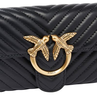 3. Pinko Love Bag One Wallet Chevron Black - 100062A0GK-Z99Q