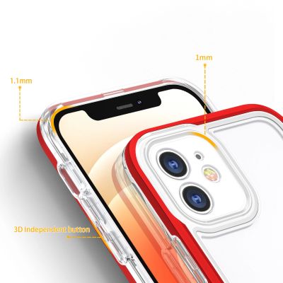 4. Clear 3in1 case for iPhone 12 frame gel cover red