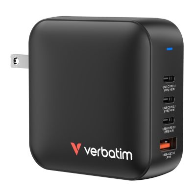 2. Verbatim Mini GaN Charger 165W 3xUSB-C 1xUSB-A US/EU/UK