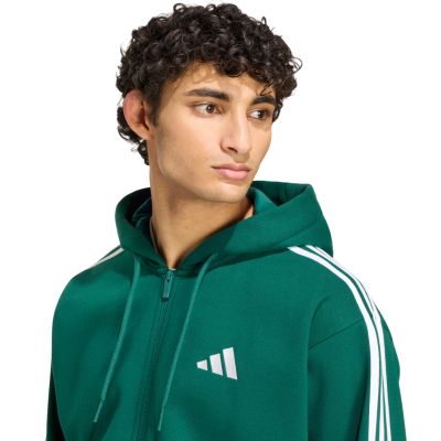 4. Men's adidas Essentials 3-Stripes Fleece Full-Zip Hoodie Green KZ1412