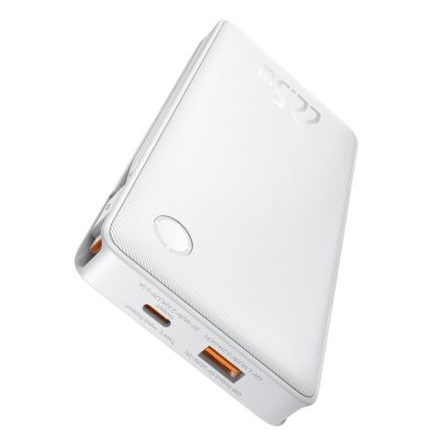 4. Baseus Airpow Lite 10000mAh 22.5W Power Bank with Built-in USB-C and Lightning Cables - White