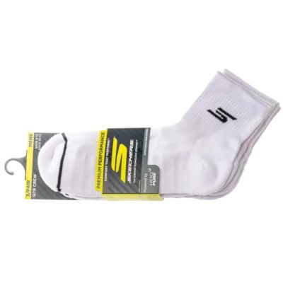 3. Skechers 3pk Mens Qtr Prem Basic Socks S119050H-WHT White 43-46