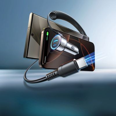 9. Joyroom JR-CL07 72W 3-in-1 Car Charger with 1.6m USB-C Cable – Black