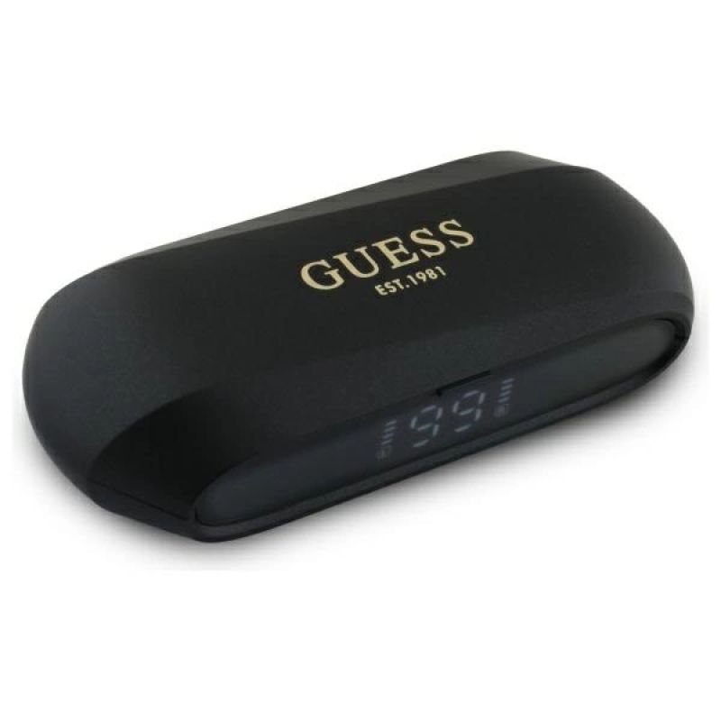 Guess Elongated Metallic Printed Logo Bluetooth TWS Headphones + Docking Station - Black