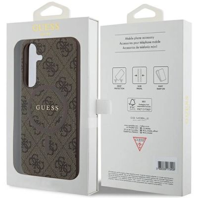 8. Guess 4G Collection Leather Metal Logo MagSafe case for Samsung Galaxy S24+ - brown