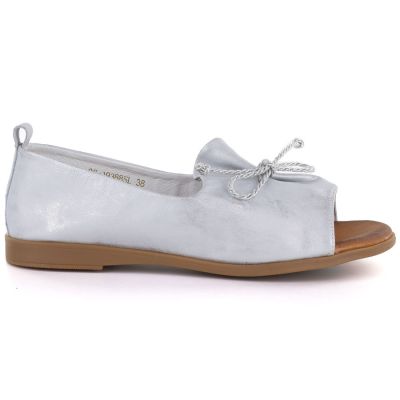 2. Women's leather open-toe silver shoes Cambell 19388