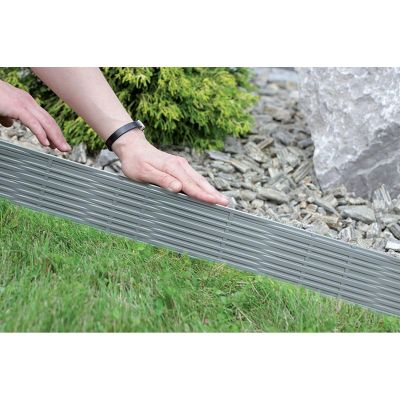 18. GARDEN PALISADE LAWN EDGE BORDER WICKER 390CM GREY STONE