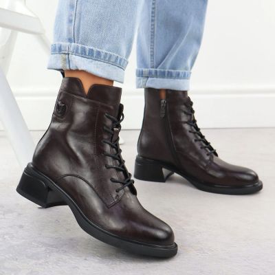 12. Brown leather women’s worker boots Filippo DBT7369