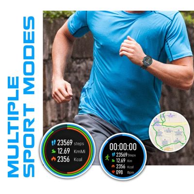 9. Rubicon RNCE99 Black Metal + Silicon Smartwatch SMARUB194