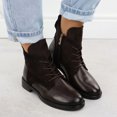 12. Women’s Brown Suede Ankle Boots Potocki Z25-SZ12080