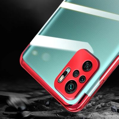 4. Clear Color Case Gel TPU Electroplating frame Cover for Xiaomi Redmi Note 10 5G / Poco M3 Pro blue