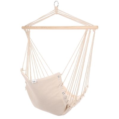 6. BRAZILIAN HAMMOCK HANGING CHAIR 100x50CM NATURA WITH SEWN-IN CUSHION WHITE