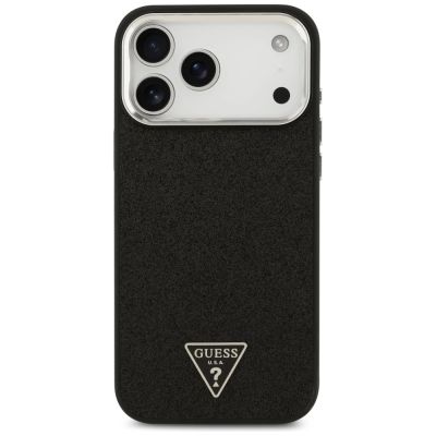 3. Guess Glitter Triangle Logo MagSafe Case for iPhone 17 Pro Max - Black