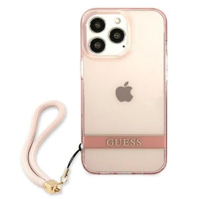 3. Guess Translucent Stap Case for iPhone 13 Pro Max - Pink