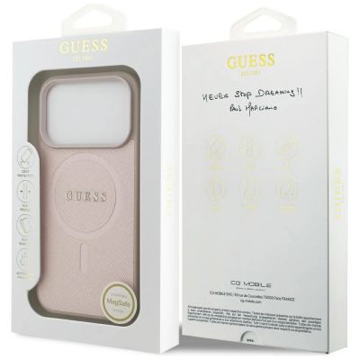 8. Guess Saffiano Classic Logo MagSafe Case for iPhone 17 Pro - Pink