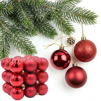 DECORATIVE PLASTIC BAUBLE SAFE 27 PCS. diameter 6 cm RED MICA