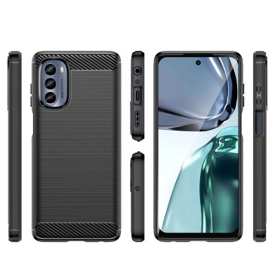 2. Carbon Case for Motorola Moto G62 5G flexible silicone carbon cover black