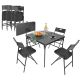 TOURIST CATERING SET FOLDING TABLE 86.5x86.5x71CM AND 4 BLACK CHAIRS
