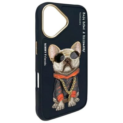 4. Nimmy Glasses Cool Dog iPhone 16 Case - Black