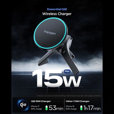 2. Spigen EV15MAQ Essential Qi2 MagSafe Car Air Vent Holder - Black