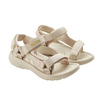 Lee Cooper women's shoes velcro sandals for summer on the beach, light beige cream