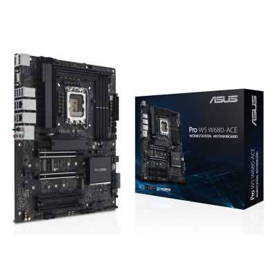 11. ASUS Pro WS W680-ACE W680 (LGA 1700) ATX motherboard, 2x PCIe 5.0, 3x PCIe 4.0, 3x PCIe 4.0 M.2 slots, 2x USB 3.2 Gen 2, 4x USB 3.2 Gen 1, 2x USB 2.0, 2x 2.5 Gb Ethernet, 1x SlimSAS, 4x SATA, HDMI, DisplayPort and VGA