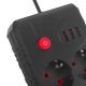 6. MACLEAN POWER STRIP, EXTENSION CORD 2 OUTLETS + 3XUSB, 110-240V AC 50/60HZ, 2.1A MAX 2500W, 1.5M, BLACK MCE387 B