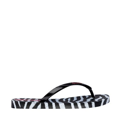Ipanema Women's Animal Print Flip Flops Black and Gray 83846-BP655